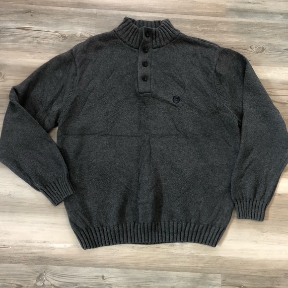 Chaps gray sweater with buttons size large, EUC - Picture 4 of 6